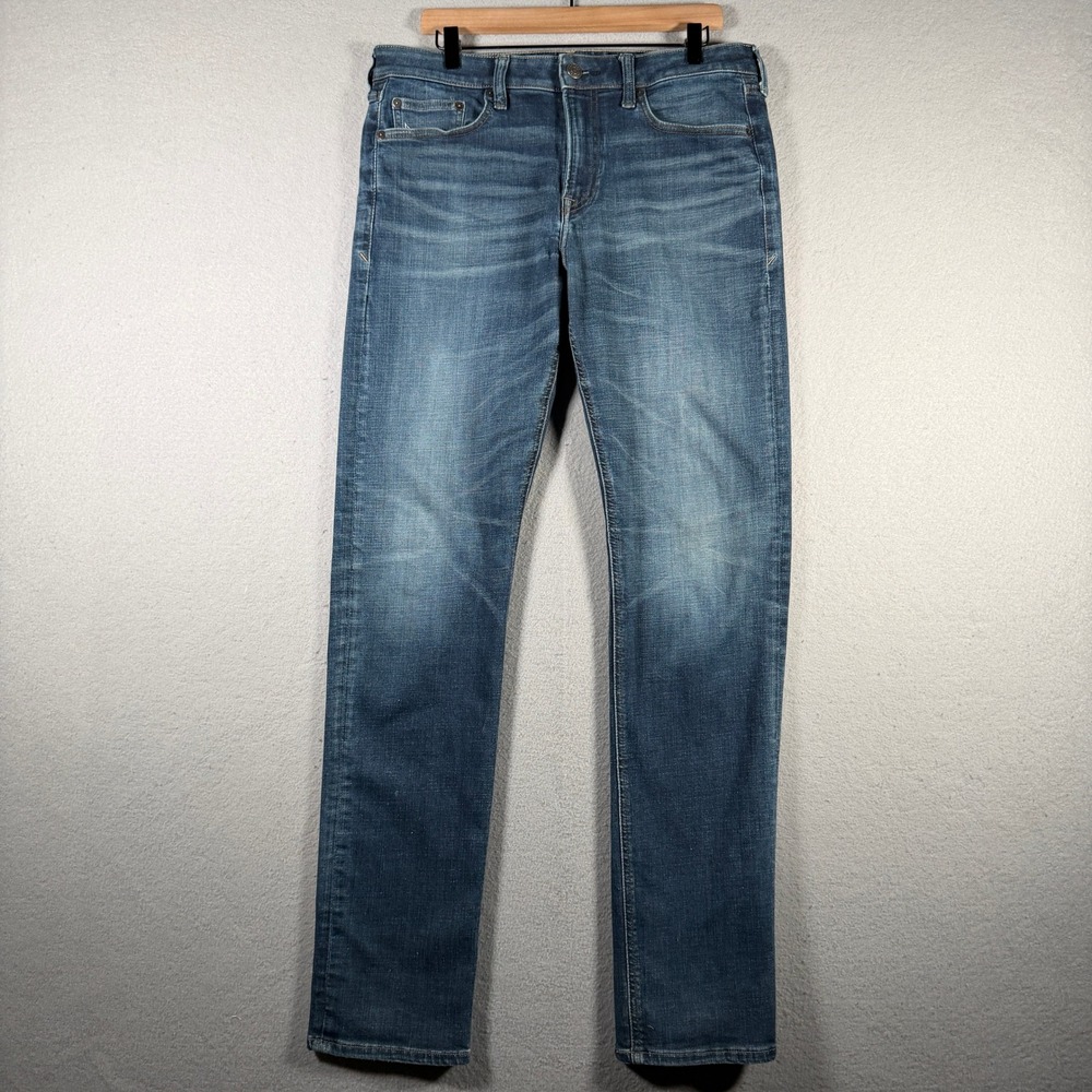 Express Slim Straight Blue Denim Jeans Mens 34x36 Stretch+ Medium Wash